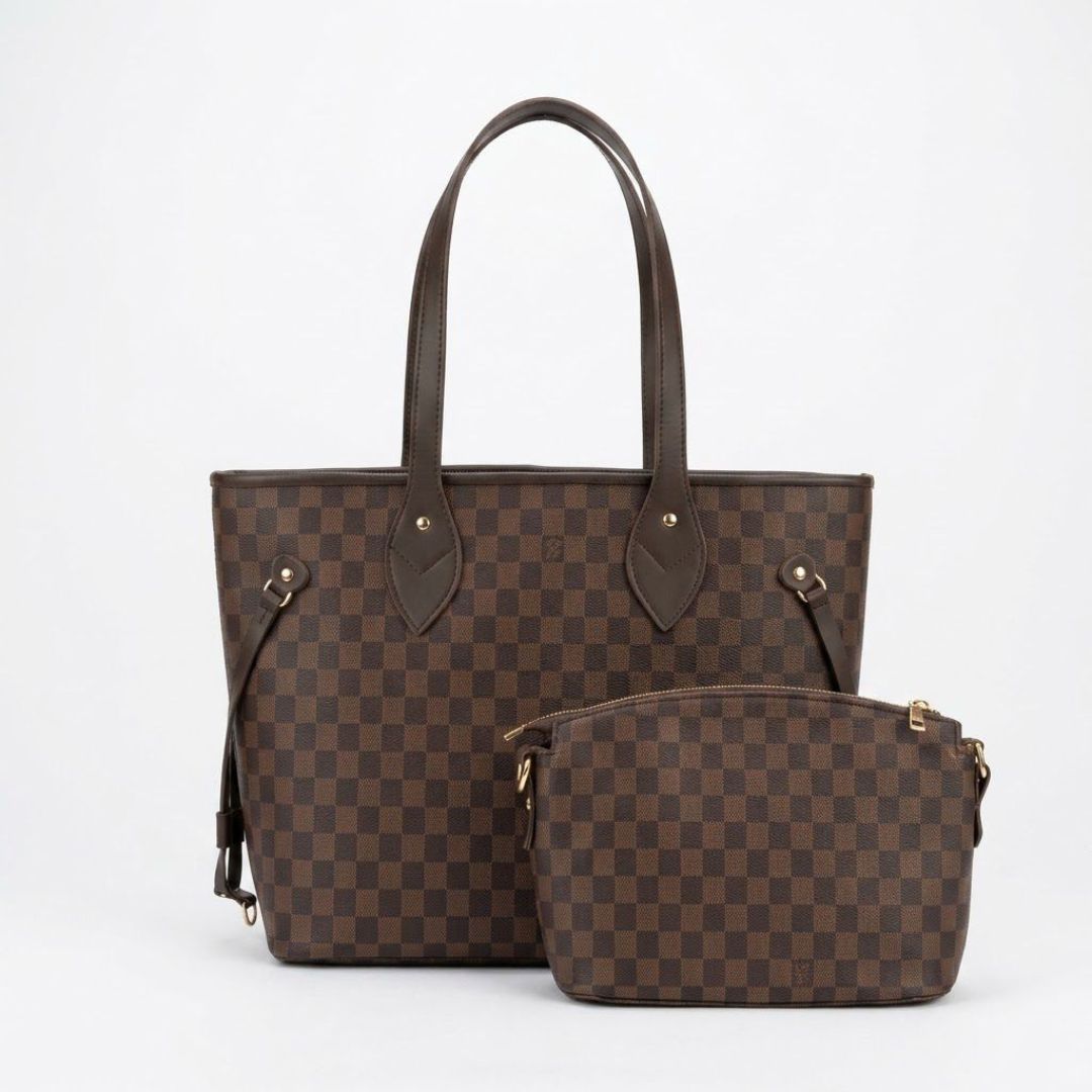 Enshee Classic Check Tote - Brown