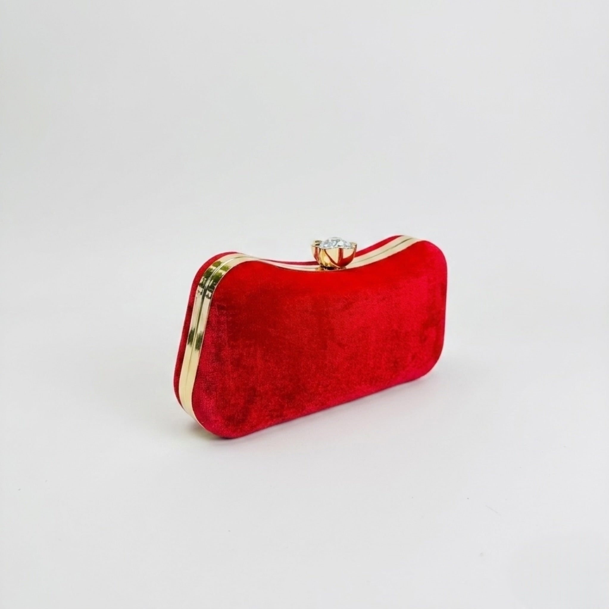 Enshee Scarlet Velvet Clutch - Red