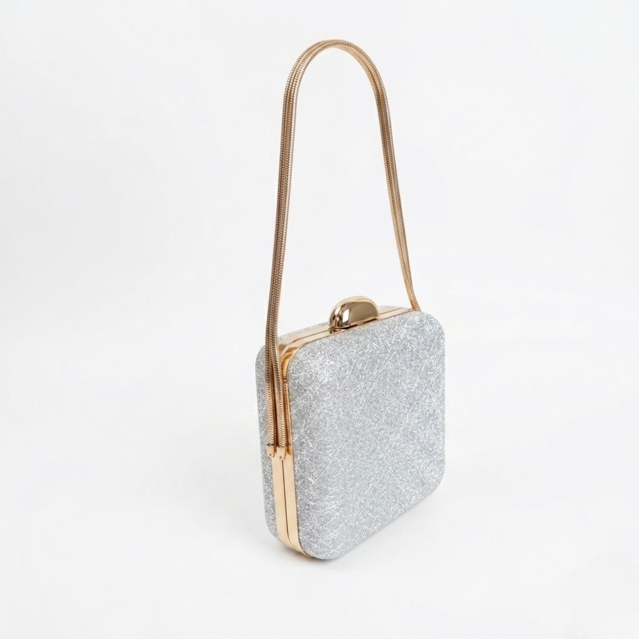 Enshee Aura Box Clutch - Silver