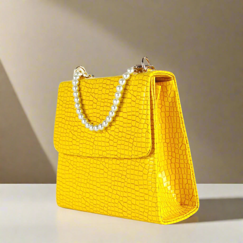 ALEXA MUSTARD PEARL HANDBAG