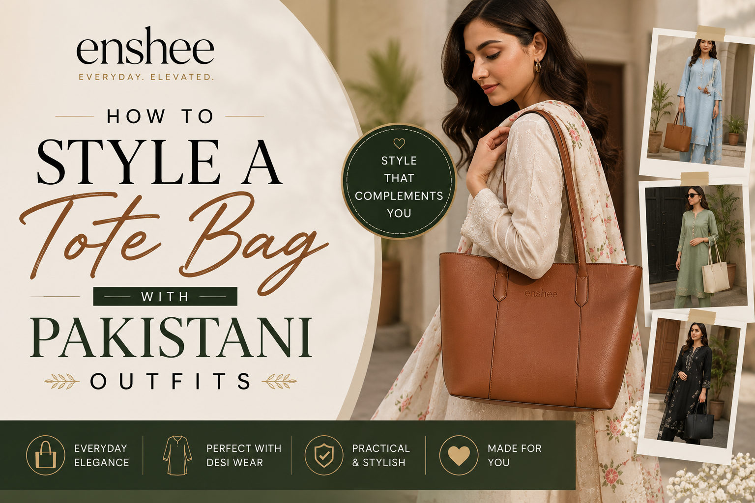 style a tote bag with Pakistani outfits