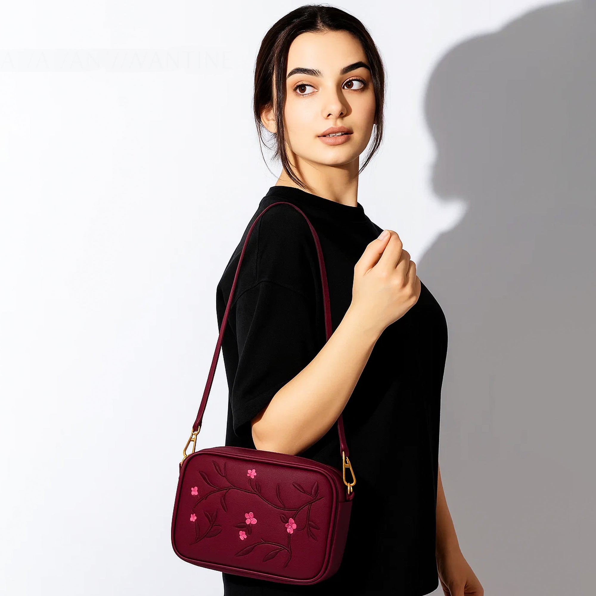 Buy Floral Chic Crossbody Bag - Red vine in Pakistan