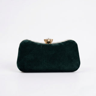 Enshee Scarlet Velvet Clutch - Green
