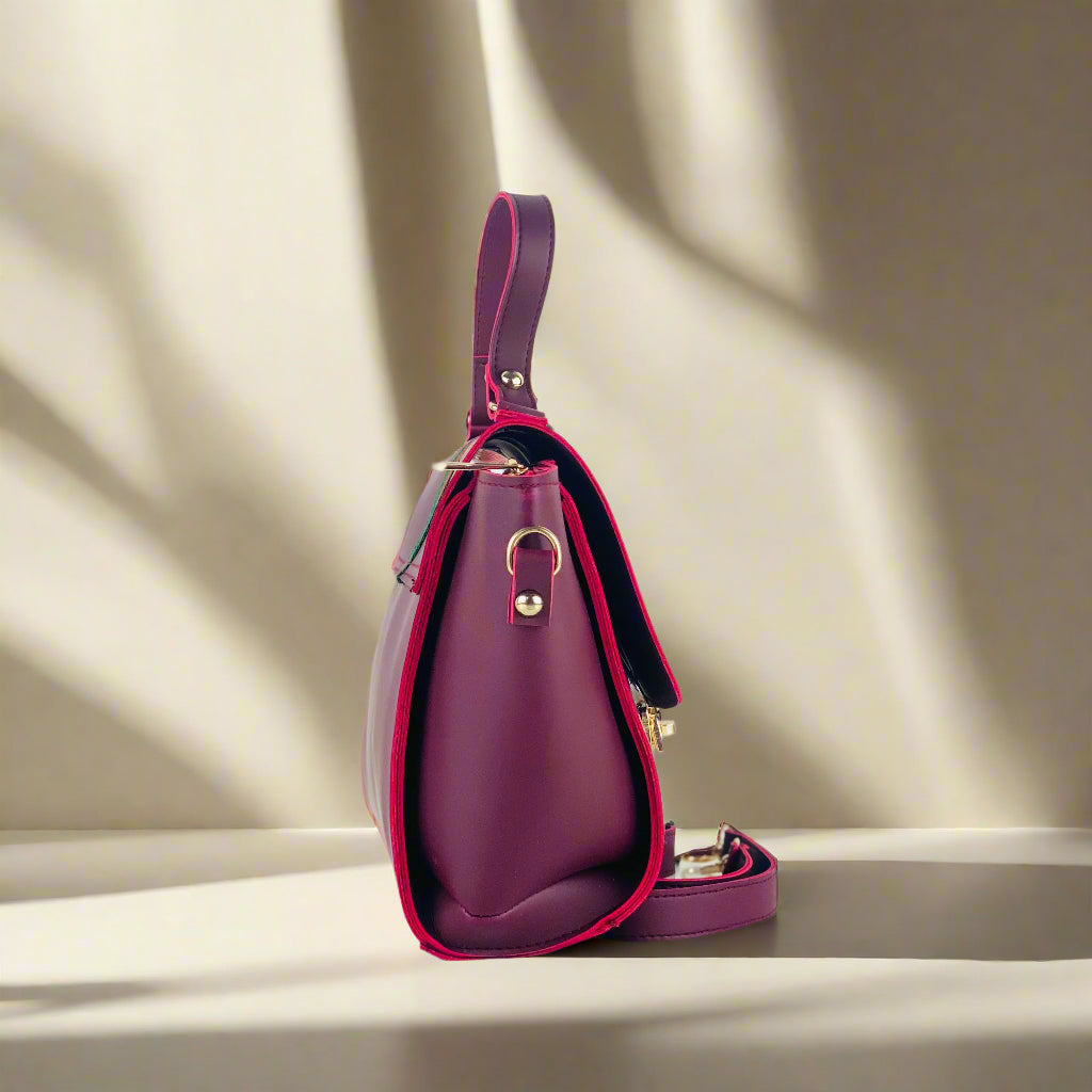 BOXY MAROON HANDBAG