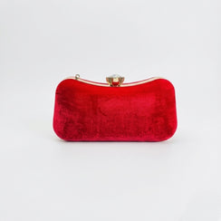 Enshee Scarlet Velvet Clutch - Red