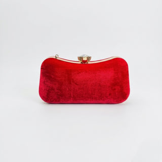 Enshee Scarlet Velvet Clutch - Red