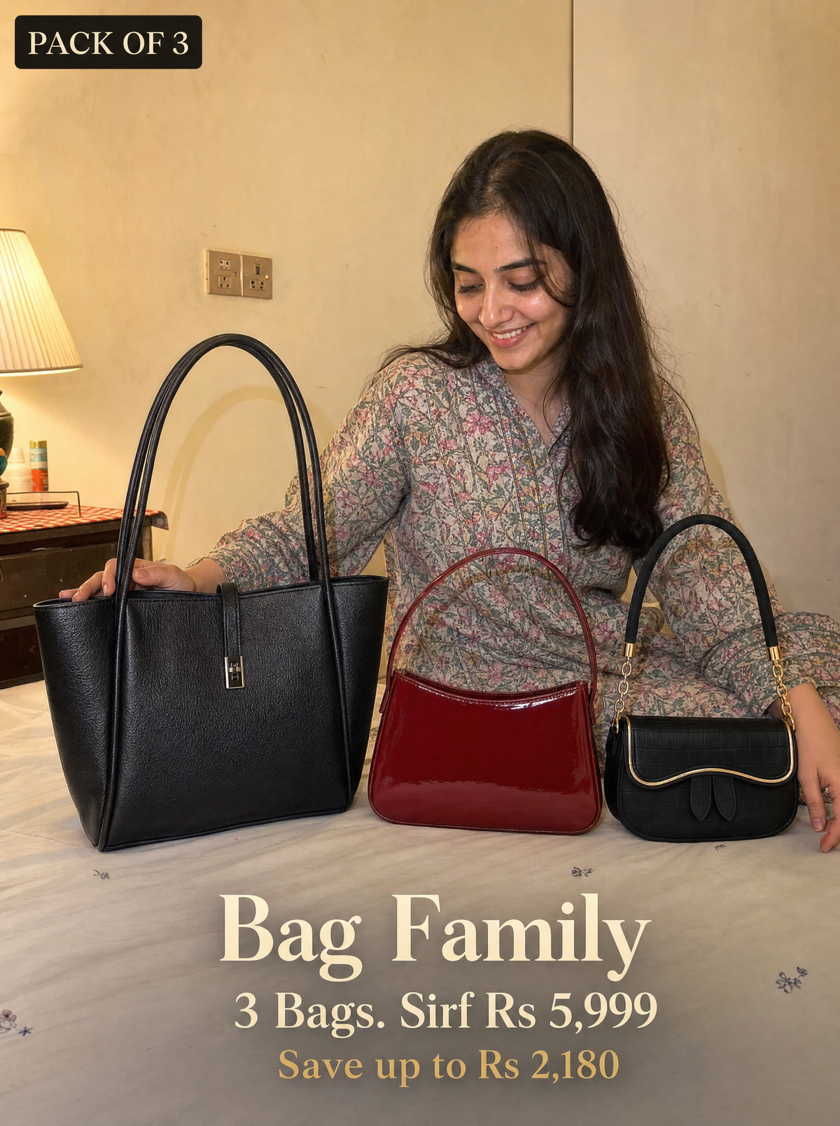 Bag Family | Pack of 3 | 1 Big Bag + 2 Small Bags