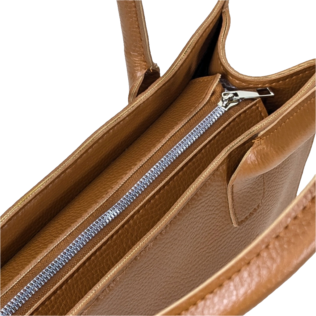 VEGAN BROWN DOT LEATH HANDBAG