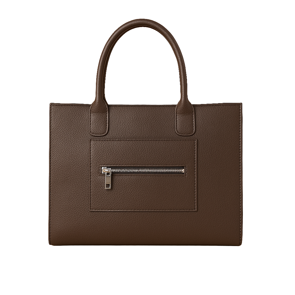 VEGAN D BROWN DOT LEATH HANDBAG