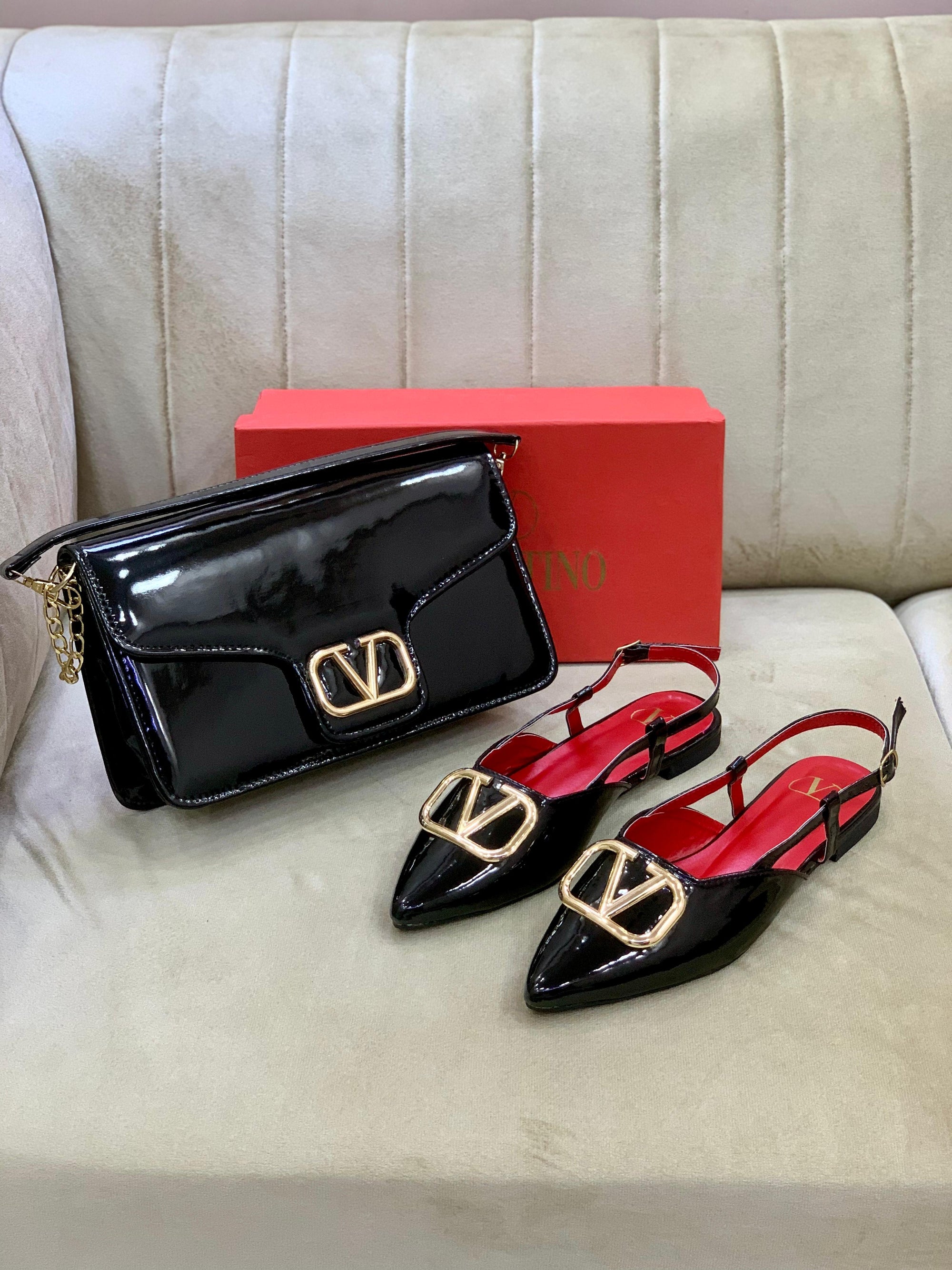 Black Valentino pump's + Crossbody Bag Combo