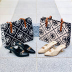 Black Tory Burch heels + Large Tote bag