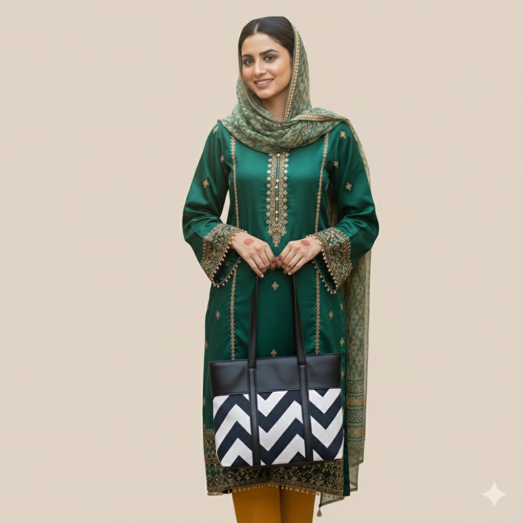 Zebra print black tote