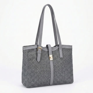 Enshee Jute Luxe Handbag - Grey