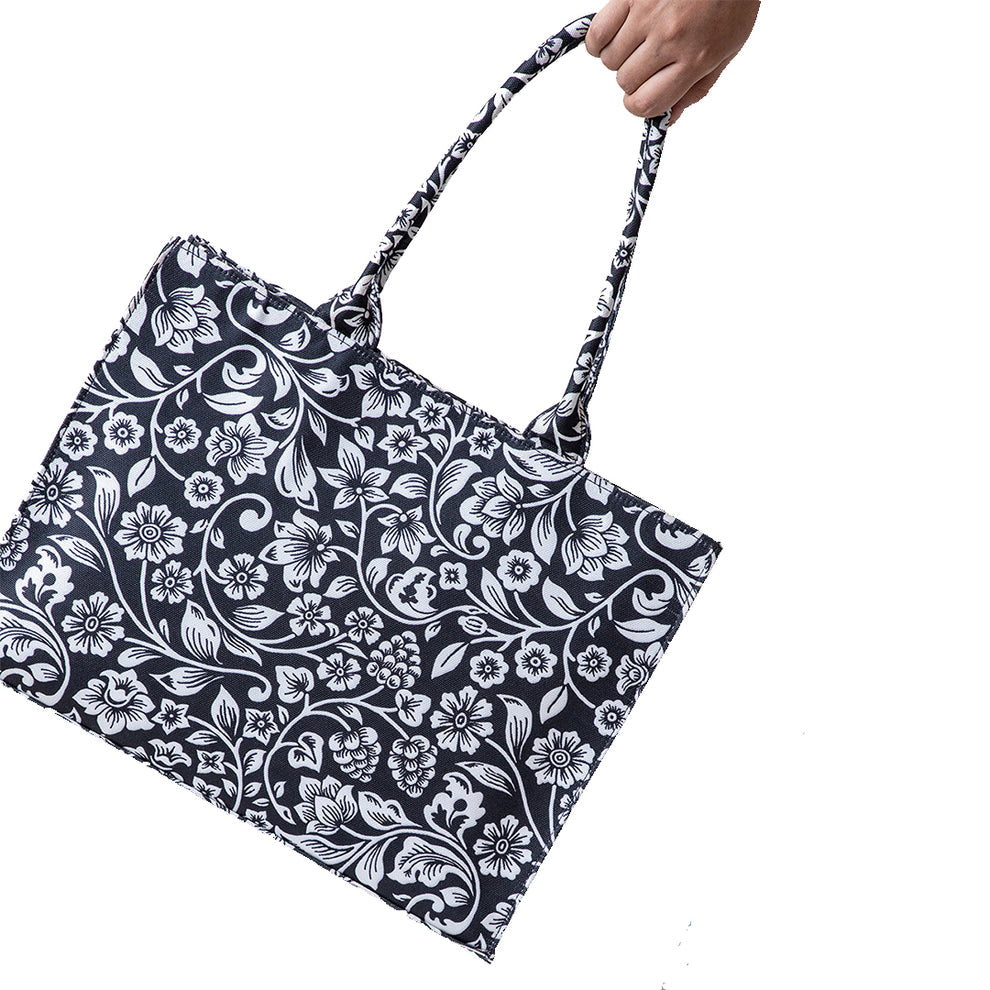 FLORAL BLACK/WHITE HANDBAG