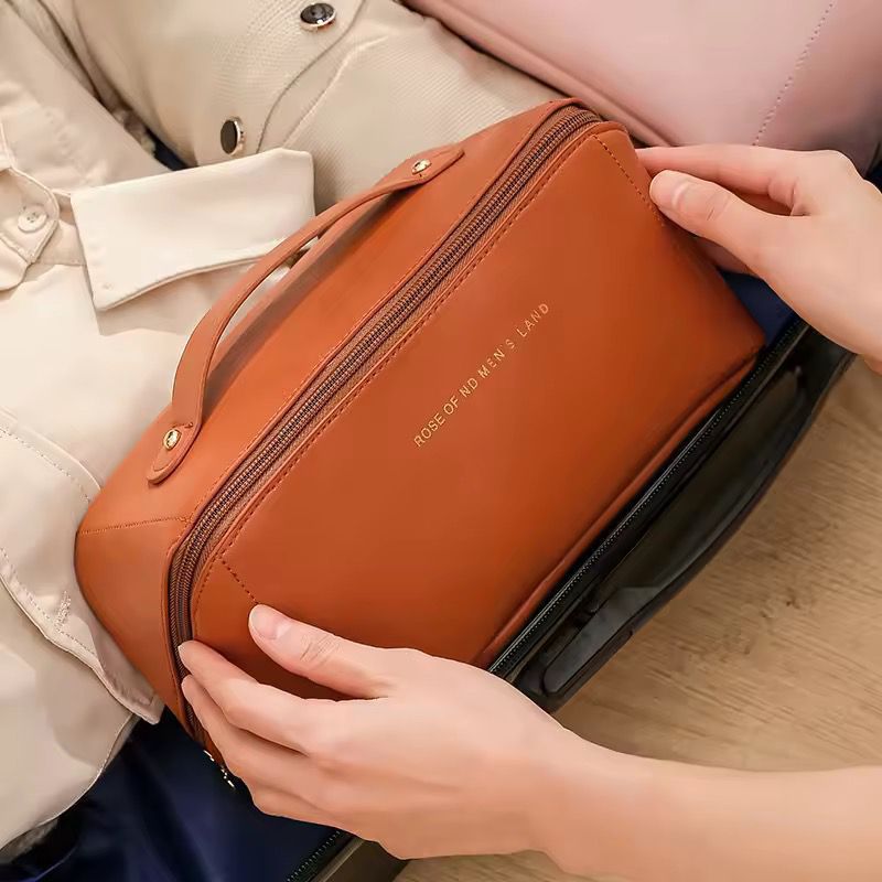 Makeup brown cosmetic bag