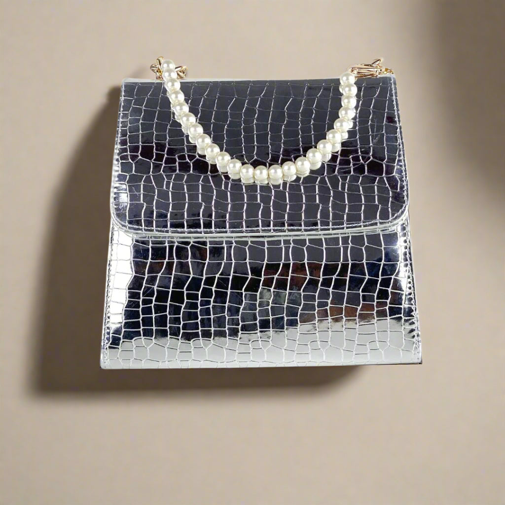 ALEXA SILVER PEARL HANDBAG