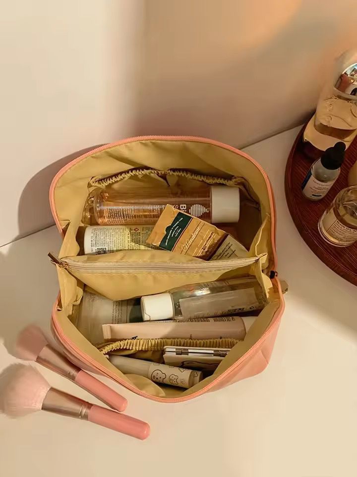Makeup brown cosmetic bag