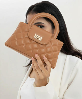 TWIST LOCK BROWN CROSSBODY