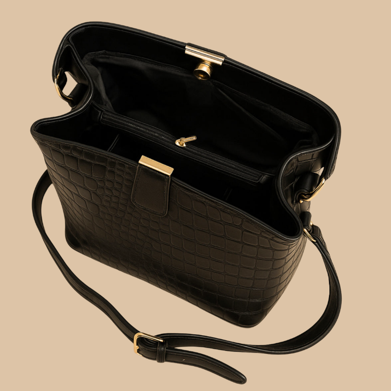 Black Croc embossed premium handbag👜
