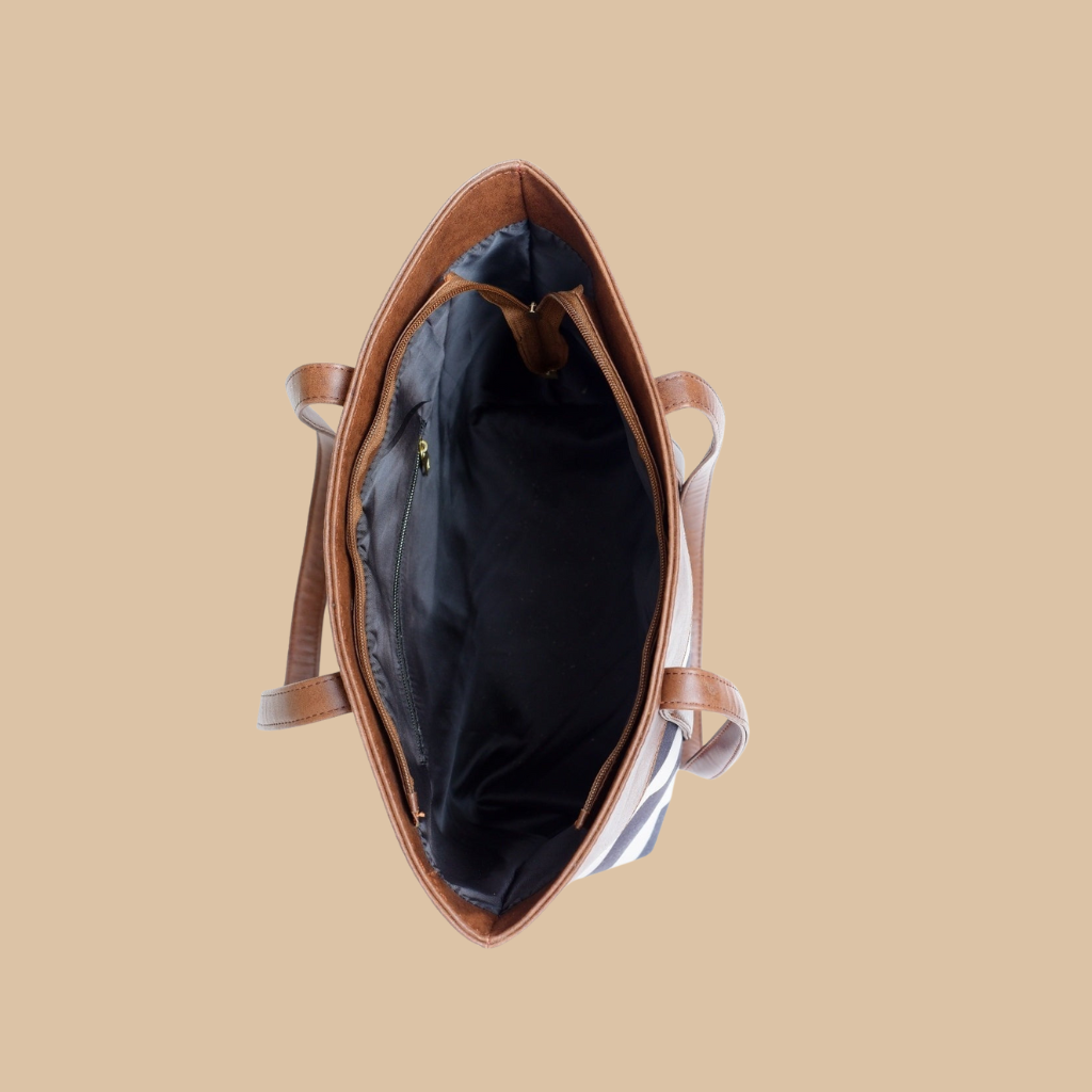 Zebra print brown tote