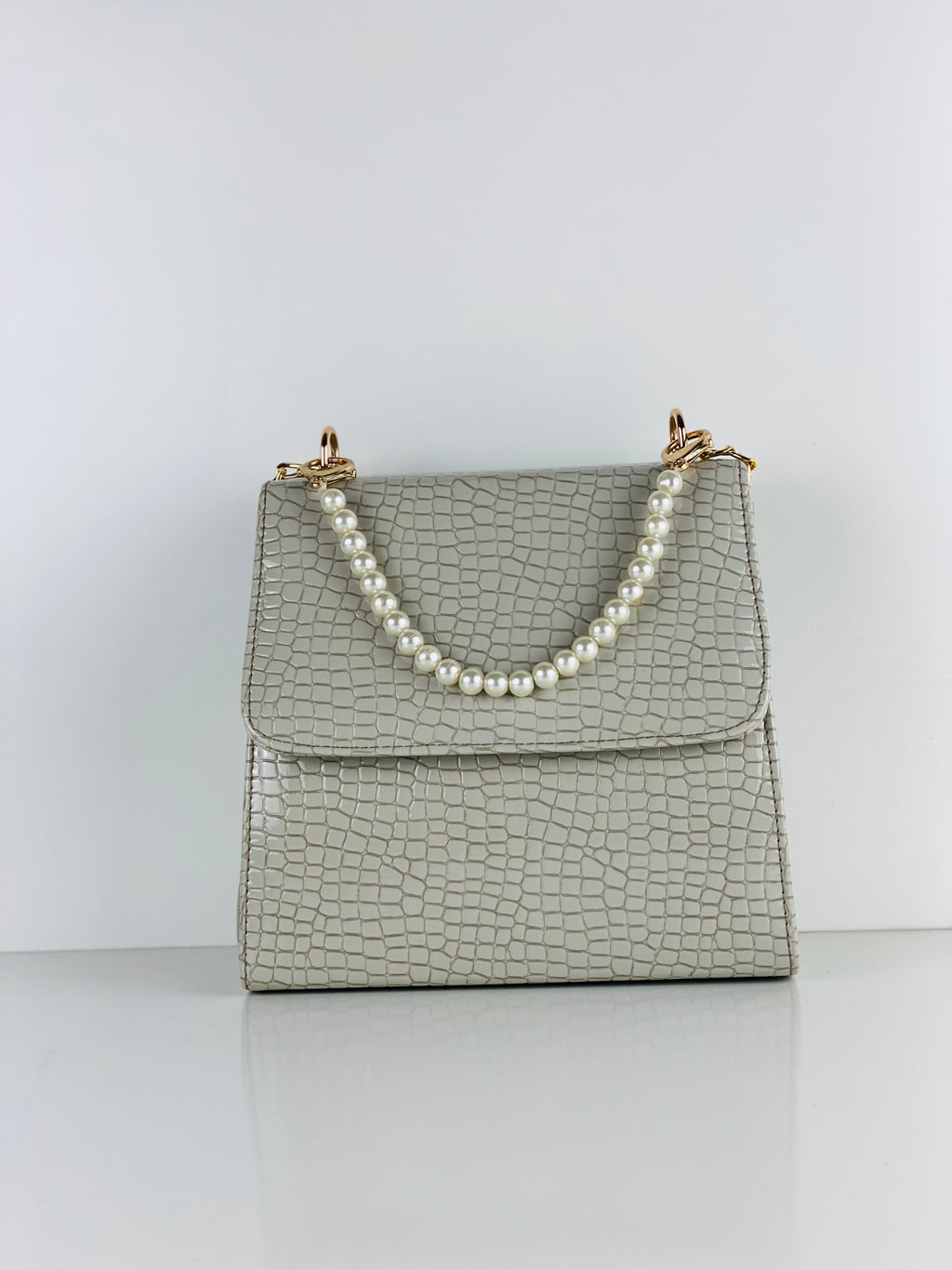 ALEXA GREY PEARL HANDBAG