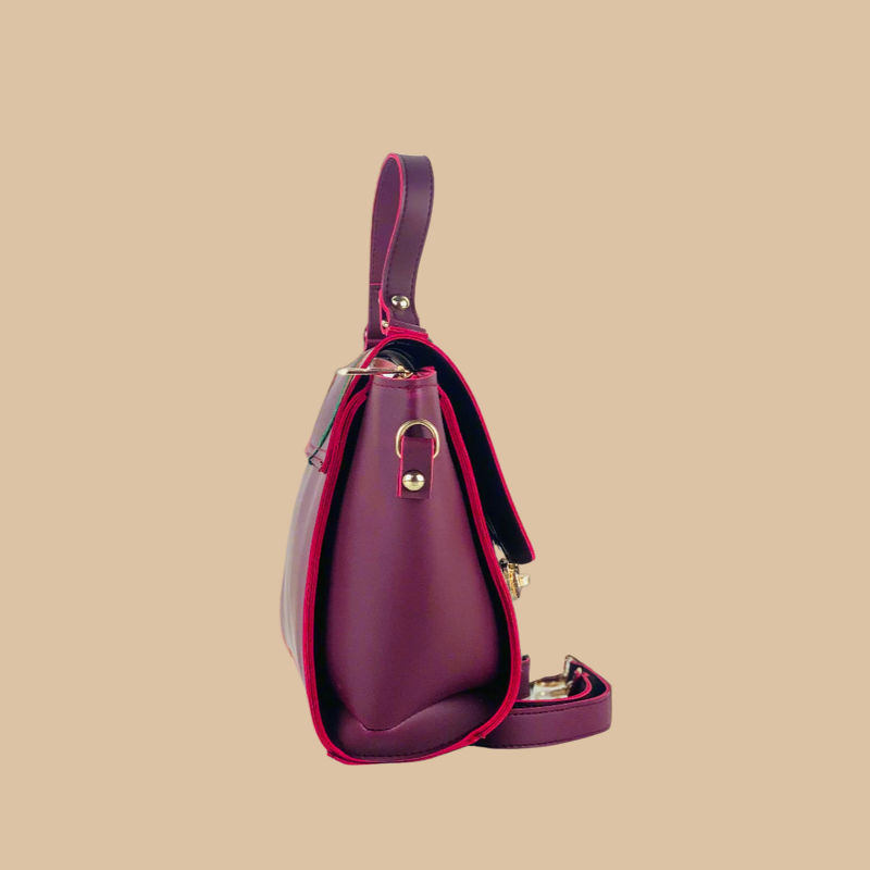 BOXY MAROON HANDBAG