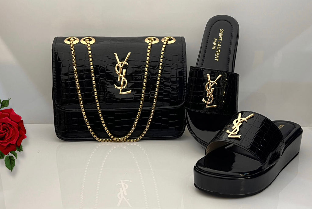 Black YSL Heels + Crossbody Bag Combo