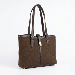Enshee Jute Luxe Handbag - Dark Brown