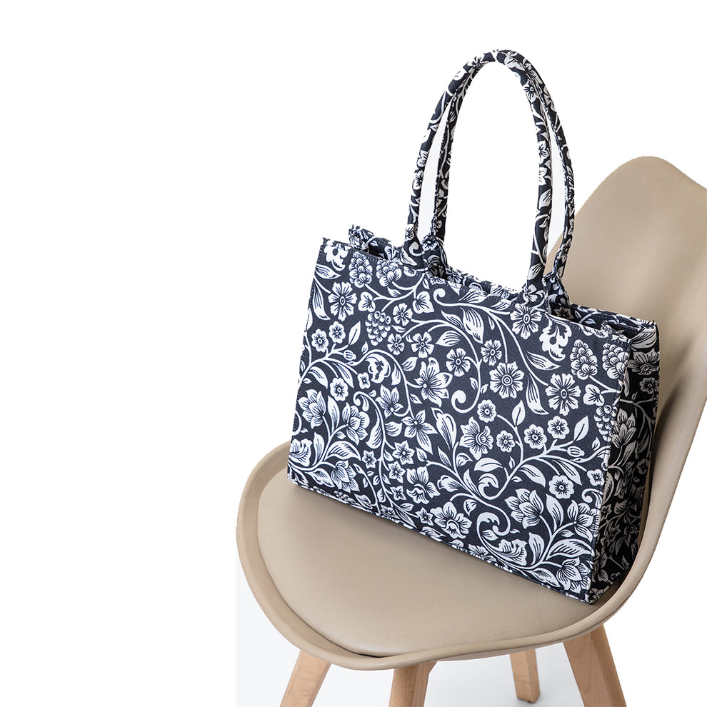FLORAL BLACK/WHITE HANDBAG