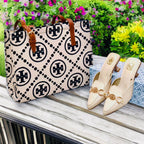 Fawn Tory Burch heels + Large Tote bag