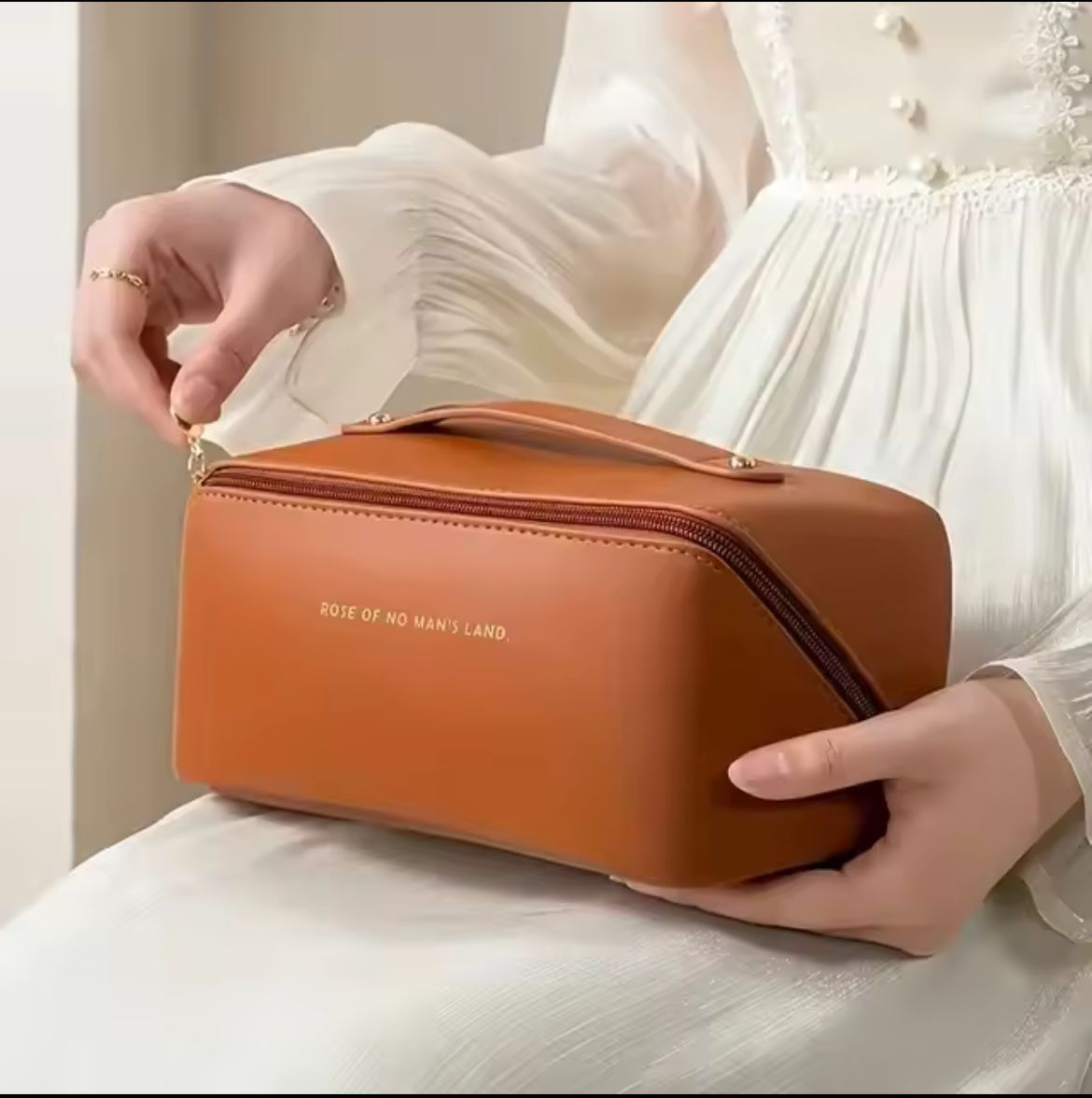 Makeup brown cosmetic bag