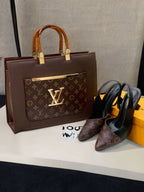 Brown Lv slingback heels + lv D handbag