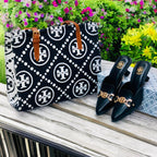 Black Tory Burch heels + Large Tote bag