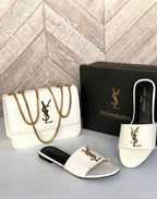 White YSL Slipper + Crossbody Bag Combo