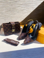Brown Lv slingback heels + lv crossbody bag