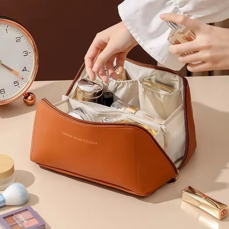 Makeup brown cosmetic bag