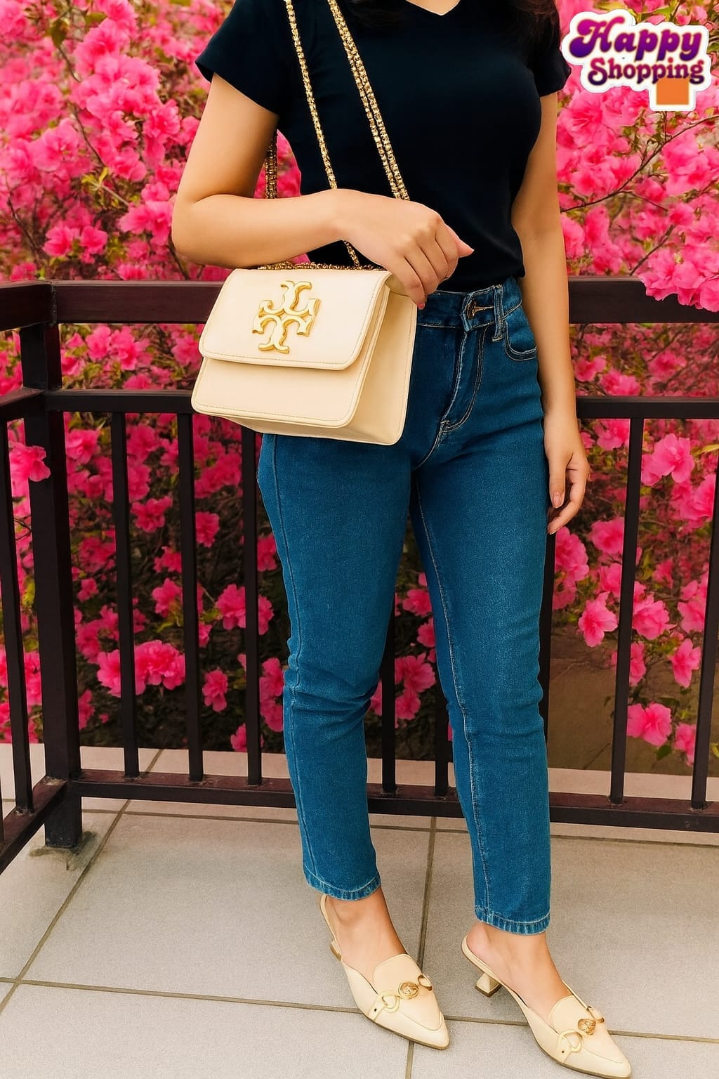 Tory Burch skin heels + crossbody bag