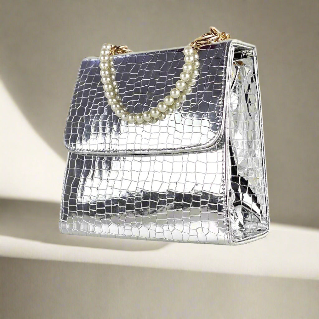 ALEXA SILVER PEARL HANDBAG