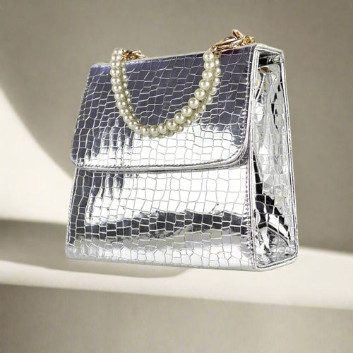 ALEXA SILVER PEARL HANDBAG